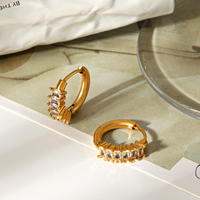 Серьги-кольца H&C Dainty с позолотой 18K PVD и цирконами, гипоаллергенные, из нержавеющей стали, для помолвки и вечеринок, для женщин