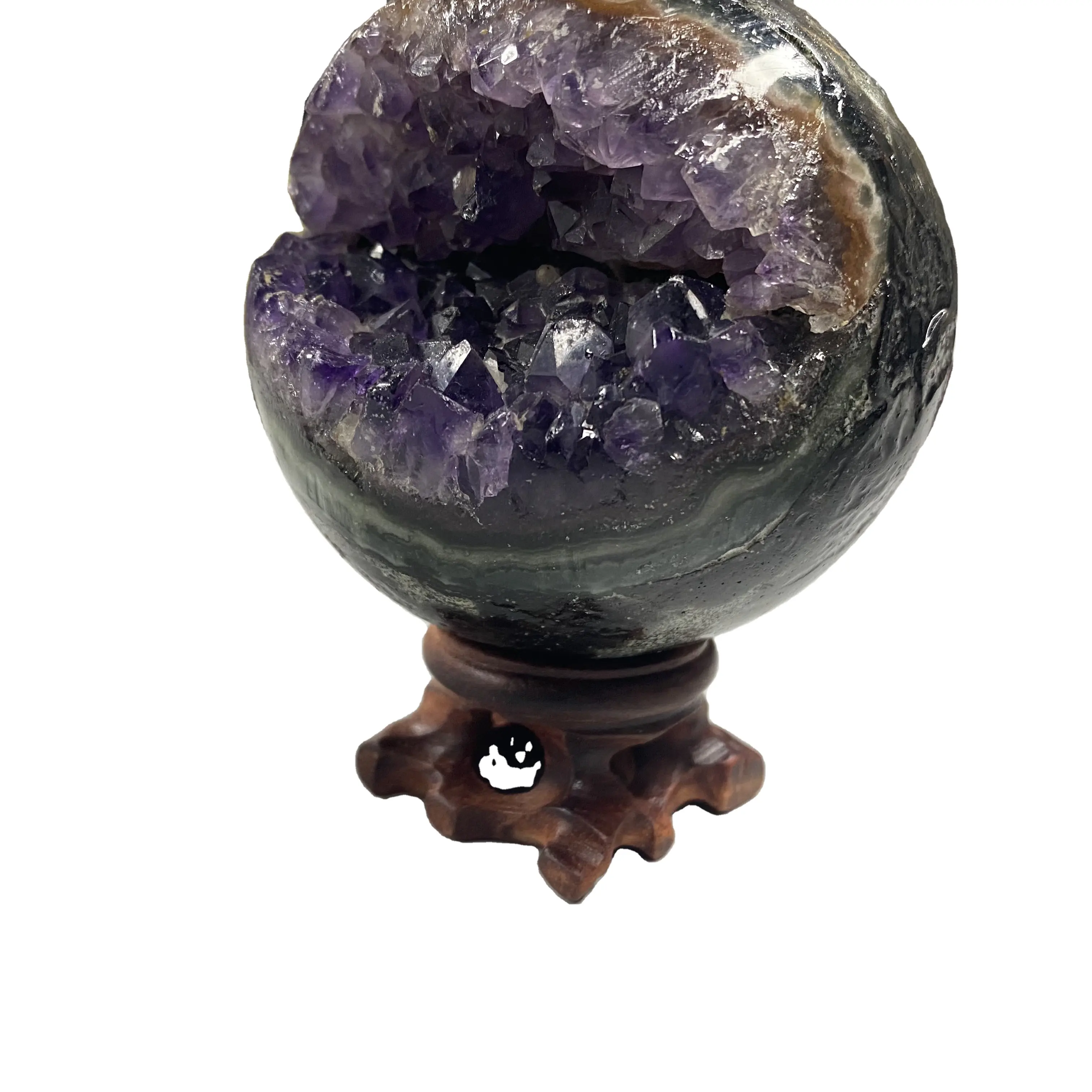 Wholesale High Quality Natural Amethyst Smiley Cluster Crystal Geode Amethyst Sphere Geode With Mix Size For Home Decor