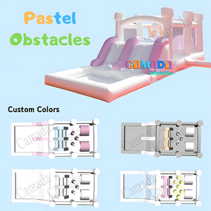 Château de saut gonflable commercial de mini parcours d'obstacles gonflable rose ou pastel de bébé avec le parc d'obstacles de fosse de boule de toboggan - Product Image 4