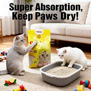 Litière pour chat DongnaiPETS 8 kg, écologique, jetable dans les toilettes, absorbante, 99 % sans poussière, contrôle des odeurs, agglomération rapide, blanche et grise - Product Image 1