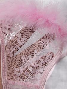 Wholesale Adult Sweet Cute <b>See</b> <b>Through</b> Plush <b>Bra</b> and Thong Lingerie Set Ladies Hot Sexy Lace Lingerie Set Women - Product Image 6