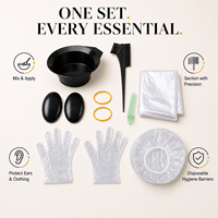Kit de coloration capillaire professionnel 8 pièces avec bol à teinture, pinceau, protège-oreilles, gants, cape, bonnet de douche et pinces – Fournitures et outils pour salon de coiffure