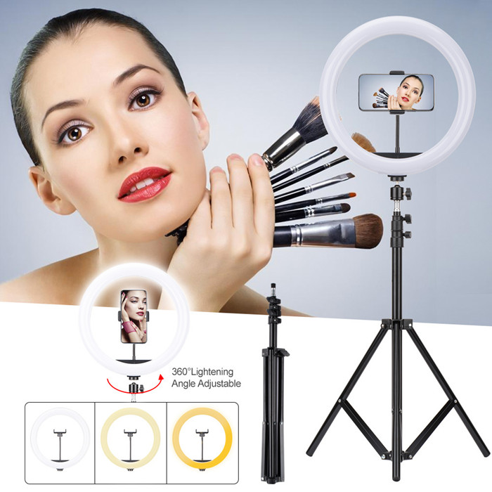 Оптовая продажа; 12 дюймов селфи кольцо для штатива для фотографирования в прямом эфире кольцо-вспышка для селфи с подставкой и держателем для телефона живой свет Tik Tok