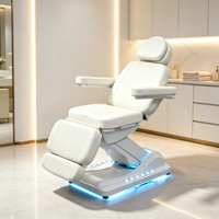 Fauteuil de beauté électrique à 4 moteurs, fauteuil facial réglable, fauteuil de traitement esthétique médical avec lumière LED au sol