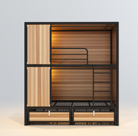 Lit superposé en métal pour enfants JZD, cadre en acier, avec bureau, escalier et armoire