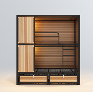 JZD tempat tidur susun ganda anak-anak, rangka baja besi logam untuk anak-anak dengan meja tangga dan lemari - Product Image 5