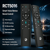Control Remoto por Voz IR BLE JCXK RCT5016 de 16 Teclas con Función de Aprendizaje, Botón de Silicona 2AAA para TV y Proyector, Fabricante OEM ODM