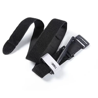 Sangle de fixation auto-agrippante noire réutilisable en nylon pour ruban fin, avec boucle adhésive sur le même côté et boucle en plastique