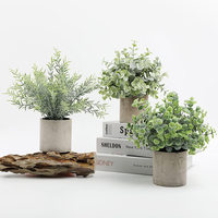 Plante artificielle d'eucalyptus et de romarin, simulation en matériau PU, pot cylindrique en pulpe, décoration de table, décoration de jardin, résistant aux UV