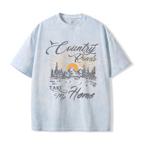 T-shirt graphique pour homme 'Country Roads Take Me Home' en coton 100% écologique, délavé à l'acide, surdimensionné, vintage, à manches courtes - Product Image 2