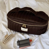 Organisateur de voyage professionnel de luxe en velours avec fermeture éclair, grande capacité, imperméable, avec poignée souple, pour trousse de maquillage