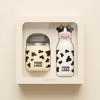 Ensemble cadeau Everich de bouteille isotherme et de boîte à repas pour enfants avec motif d'animaux de dessin animé, boîte à lunch sous vide en acier inoxydable 304, logo personnalisé OEM ODM