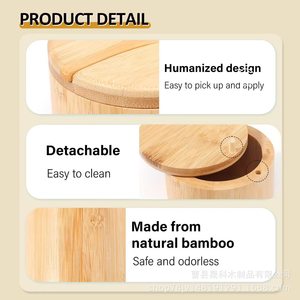 Bamboo Spice <b>Jars</b> With Spoon Airtight Lid <b>For</b> <b>Kitchen</b> <b>Storage</b> 3Pcs Set - Product Image 2