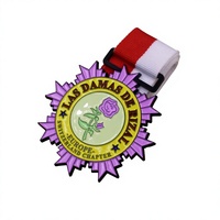 Médaille personnalisée en alliage de zinc émaillé pour compétition sportive, récompense d'honneur avec ruban