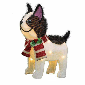 Escultura de Bulldog Iluminada de 20 Pulgadas, Luz LED Decorativa para Exteriores, Resistente al Agua IP44, Luz Blanca Cálida, Decoración Navideña - Product Image 1