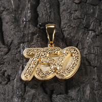 Pendentif personnalisé en or plaqué Uwin, plaque de nom DIY, numéro d'angle, pendentif mat, bijoux hip-hop