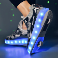 Chaussures à roulettes rétractables lumineuses à LED pour garçons et filles, baskets à roulettes avec roues amovibles, chaussures à roulettes pour enfants