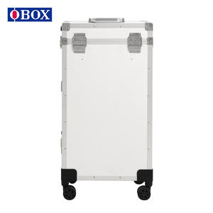 Valise portable Obox pour maquillage et nail art, blanche, avec roulettes et serrure, pour rangement à domicile - Product Image 1