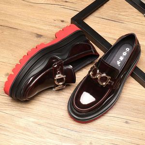 New Men's Thick-Sole Round-Toe Slip-On Genuine Leather Comfortable Lightweight Formal <b>Shoes</b> <b>Height</b> <b>Increasing</b> Feature for Autumn - Product Image 2