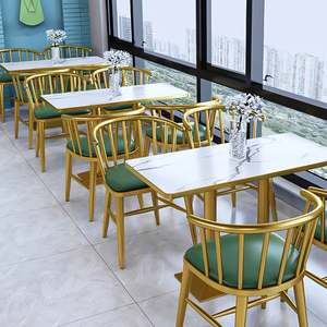 Asientos Modulares tipo Sofá y Juego de Mesa y Sillas Doradas de Cuero PU para Restaurante, Mobiliario Comercial al Por Mayor a Bajo Precio - Product Image 3