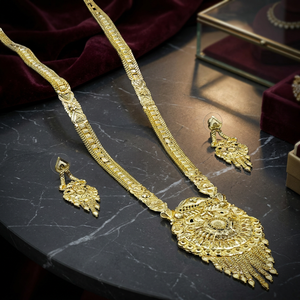 Venta al por mayor 14K 18K 24K Micro Gold Filled Collares de moda, Joyería larga tradicional, Diseño floral Micro Gold Plated Jewelry Set - Product Image 2