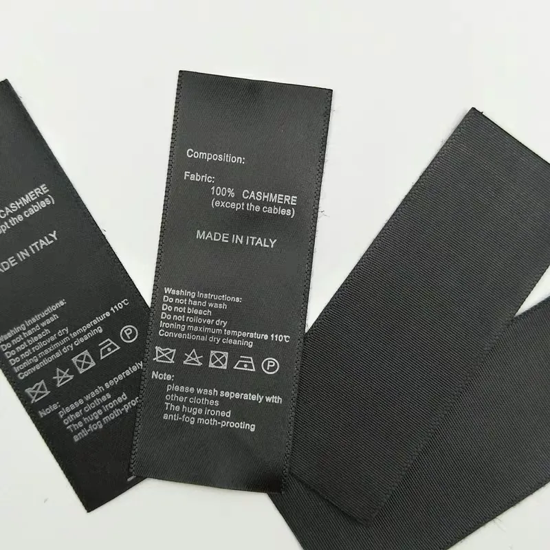 Logo personalizzato Etichetta Tessuta Disegni Jacquard Etichette di Cura di Lavaggio e Orlo Tag per I Vestiti