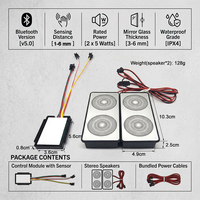 Miroir LED intelligent 12V 5A 60W avec variateur de luminosité progressif à bouton unique, haut-parleur, capteur tactile et interrupteur inductif pour lecture de musique, idéal pour l'hôtellerie