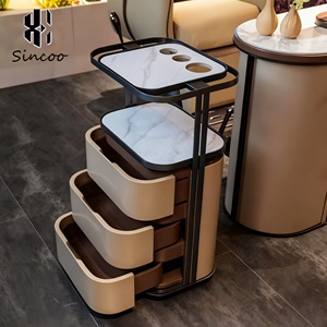 Vendita calda francese a tre livelli Multi-funzione Trolley speciale strumento di stoccaggio armadietto <span class=keywords><strong>barbiere</strong></span> negozi di lusso parrucchiere carrello - Product Image 4