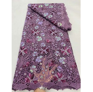 Gran oferta, buen precio, tela de encaje brillante, precio competitivo, 5 yardas, tela de encaje africano, encaje de guipur para vestido de novia - Product Image 1