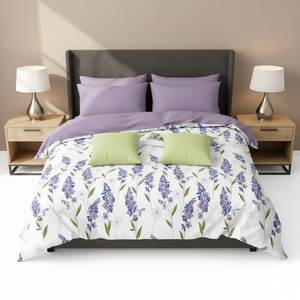 Parure de lit en coton 100% à motif floral lavande, taille Queen, design moderne, lavable en machine, housse de couette et taies d'oreiller, ensemble pour chambre à coucher - Product Image 2