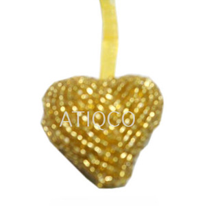 Perles de verre dorées affectueuses suspendues décoration murale coeur ornements d'art mural pour la maison pour les décorations de fête - Product Image 3