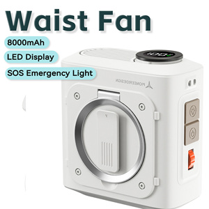 Rechargeable Bladeless Waist Clip Fan 8000mAh Battery LED Display Stepless Speed Control SOS Emergency <b>Light</b> for Household - Product Image 1