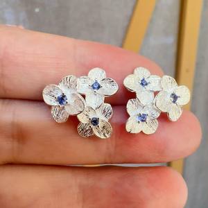 Pendientes de Bola Azul con Diamantes Bordados en Plata de Ley S925, Lujosos y Finos, Diseño Nuevo y Exquisito de Alta Gama - Product Image 2