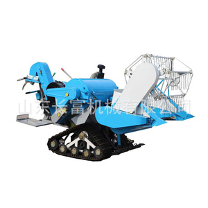 Mini Moissonneuse-batteuse automatisée pour riz, blé et céréales, bleue, à transmission par engrenages, motorisée - Product Image 1