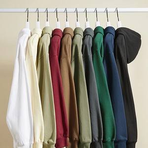 AG1027 Sweat à capuche unisexe surdimensionné 350GSM Noir uni 100% coton Épaules tombantes Col à capuche Logo personnalisé imprimé Poids lourd Automne - Product Image 1