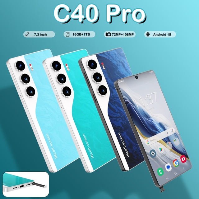 Wholesale New C40 Plus Pro Smartphone Hot Sale 144hz Refresh Rate Display Hd Screen Wireless Charging Accessories Factory Direct