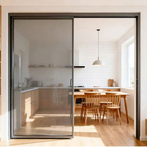 <span class=keywords><strong>Porte</strong></span> <span class=keywords><strong>de</strong></span> maison coulissante à cadre en aluminium étroit <span class=keywords><strong>sans</strong></span> rails au sol pour vue panoramique sur le jardin résidentiel - Product Image 1