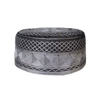 Chapeau Kufi musulman pour adulte brodé sur mesure, chapeau islamique imprimé à dessus plat, chapeau ethnique islamique arabe