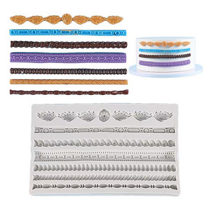 DIY Cake Trim Chocolate Silicone Mold Hemp Rope Tassel Fondant Mold Baking Cake Mold 3 Pieces Long Shape - Product Image 2