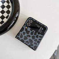 Mode imprimé léopard PU cuir PC coque rigide coque de téléphone pour Samsung Galaxy Z Flip 6 OPPO Find n3 Flip vivo x huawei pocket2
