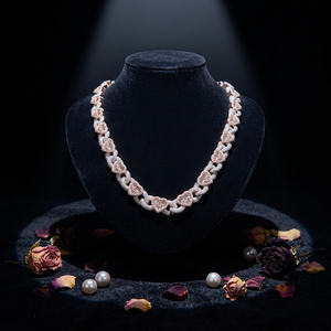 Collar llamativo de moissanita chapado en oro rosa con corte de corazón, cadena de eslabones de lujo para mujer, joyería de fiesta - Product Image 3
