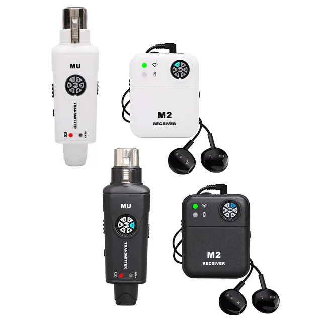 2.4GHz Wireless In-Ear Monitor System Transmitter Receiver Set 6 Channel Adjustable Frequency with Monitor Earphones Plug