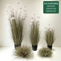 Plantes artificielles Bonsaï, fleurs en soie roses, herbe d'oignon artificielle, herbe de la pampa, herbe de fontaine, décoration d'intérieur