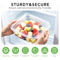 Boîte à fruits carrée jetable en PET transparent de qualité alimentaire avec couvercle séparé pour fraises, bleuets, melons, ananas, salades, sushis, jus
