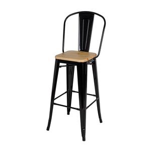 Taburete de Bar Metálico Económico para Muebles Comerciales, <span class=keywords><strong>con</strong></span> <span class=keywords><strong>Respaldo</strong></span> y Asiento de Madera Sólida para Cocina o Bar - Product Image 5