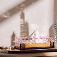 Boîte à mouchoirs en cristal taillée à la main de luxe, porte-mouchoirs en cristal coloré, boîte à serviettes décorative pour la décoration de table à la maison, à l'hôtel, cadeau