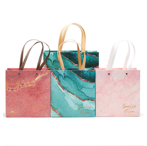 Sacs d'emballage pour vêtements, sac fourre-tout en papier simple, boîte cadeau à rivets solides, accessoires de mariage et d'anniversaire, sac en papier de boutique à motif marbré - Product Image 3