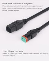 Kabel Ekstensi DT 2Pin Tahan Air, Konektor Male ke Female, Kabel Plug and Play untuk Lampu LED Off-Road, Truk, SUV, ATV, Kapal