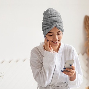 Custom logo Embroidered Microfiber <b>Hair</b> <b>Towel</b> Wrap Dry Lightweight Soft Drying <b>Hair</b> Cover for Adults - Product Image 6