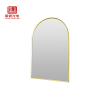 Miroir de salle de bain LED de luxe à arche avec cadre en aluminium doré, miroir de vanité anti-buée